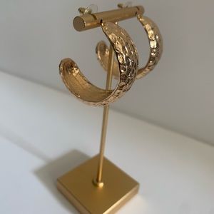 Gold Semi Hoop Earrings, Statement Earrings